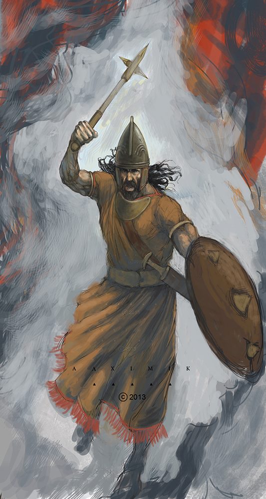 Armenian warrior of Ararat (Urartu) period. Historic illustration by Alximik